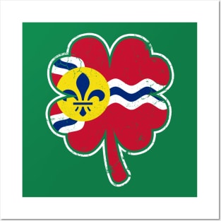 St Louis Flag Irish Lucky Clover St Patrick's Day Posters and Art